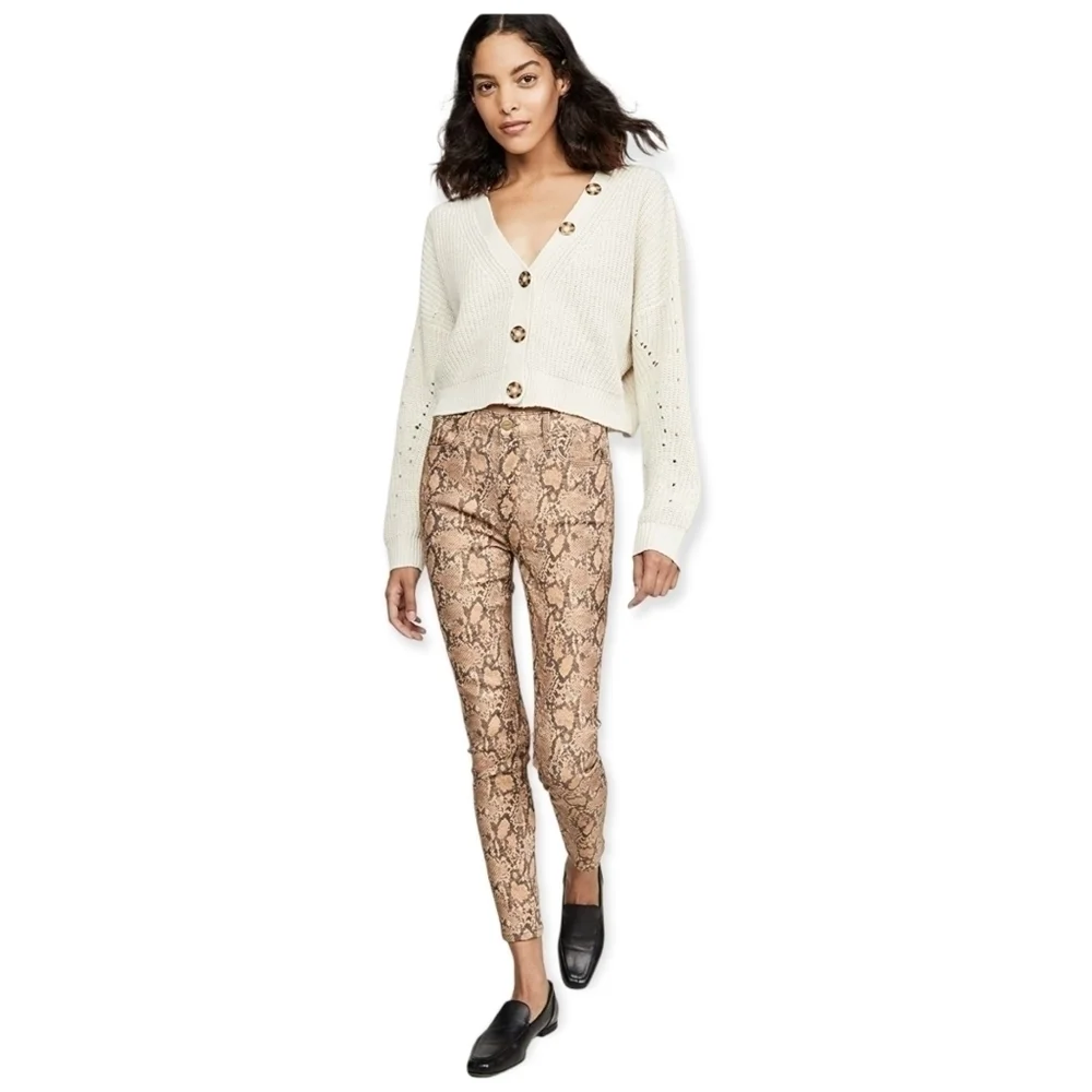 NWT Frame le high skinny crop in coated python Size 30 Gift Idea